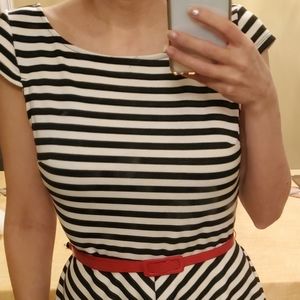 Black and white striped dress